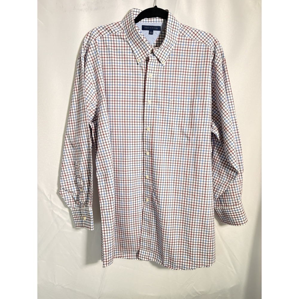 Tommy Hilfiger Shirt Size 17-1/2‎ 32-33 Long Sleeve Button Up Check